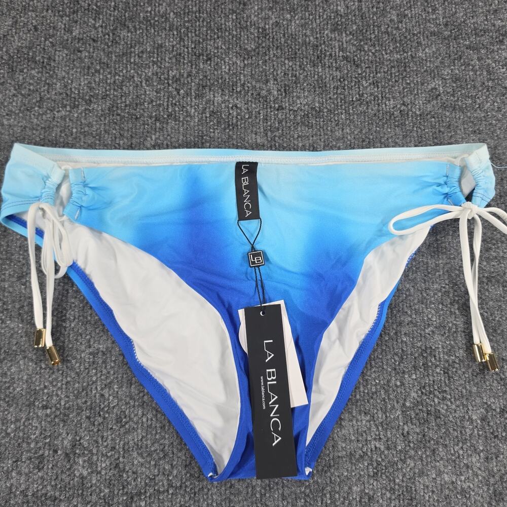 La Blanca Women's Size 12 Side Tie Bikini Bottom Blue Ombre Swimwear